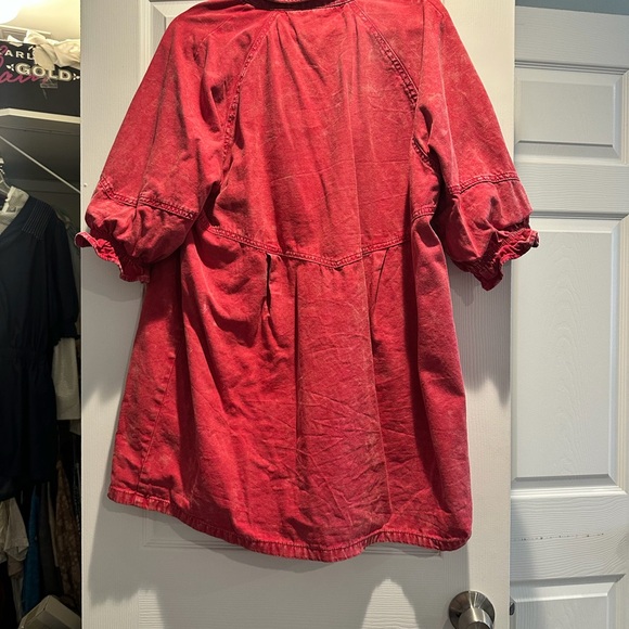 Redish/Pink Button-Up Shirt Dress - Picture 2 of 2